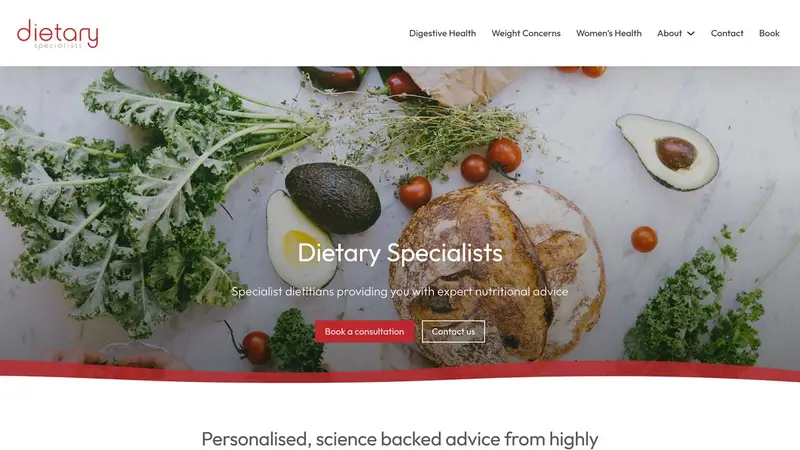 Homepage of dietaryspecialists.co.nz